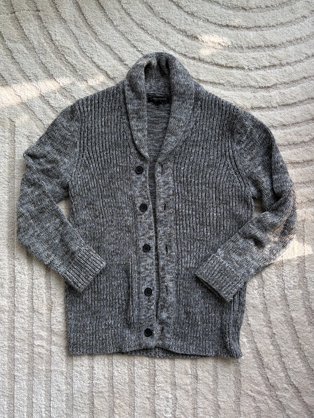 Banana Republic 100% Cotton Gray Shawl Collar Button-Up Cardigan